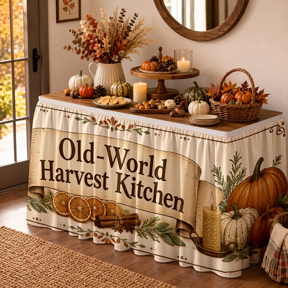 One table skirt - vintage style - kitchen decoration - autumn dining table center decoration - autumn wedding