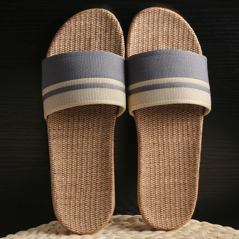 Sommer Leinen Hausschuhe rutsch feste atmungsaktive Schuhe Universal Open-Toe Home Sandalen für alle Jahreszeiten – Detail 10