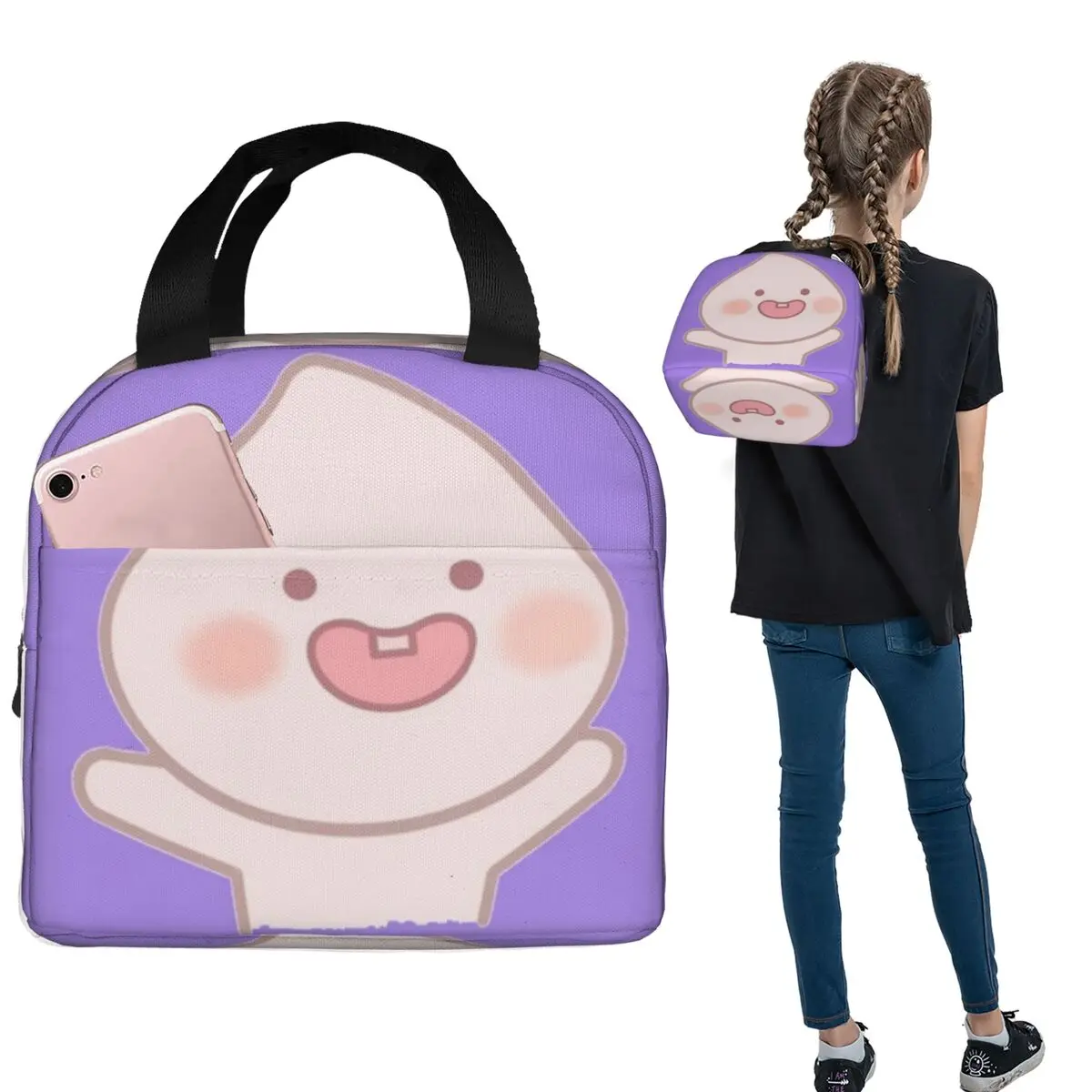 Silly Baby Apeach Insulated Lunch Bag for Women Kids Leakproof Food Boxes Thermal Lunch Box Tote