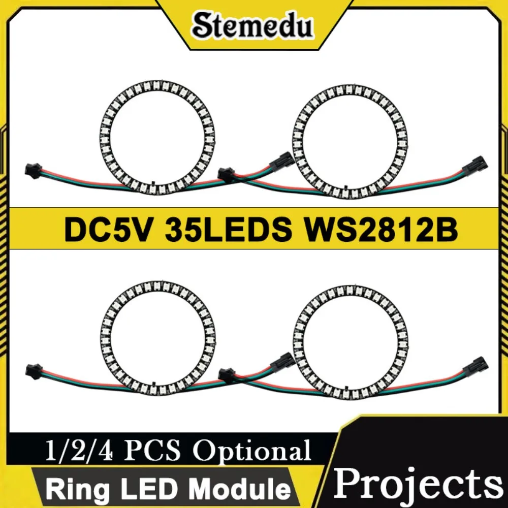 WS2812B 35LED Ring Module DC5V Addressable RGB Circle Light – Programmable for Arduino/Raspberry Pi
