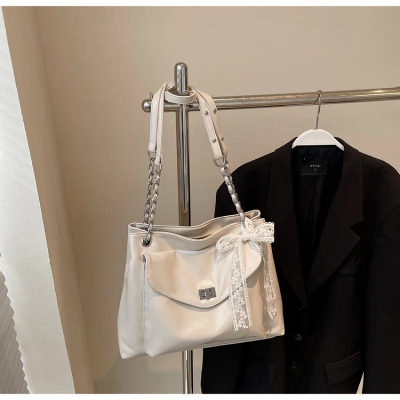 

New Fashion High-capacity Women's Leather Handbag Chain Soft PU Tramp Armpit Bag Vintage Crossbody Bag Female Lady