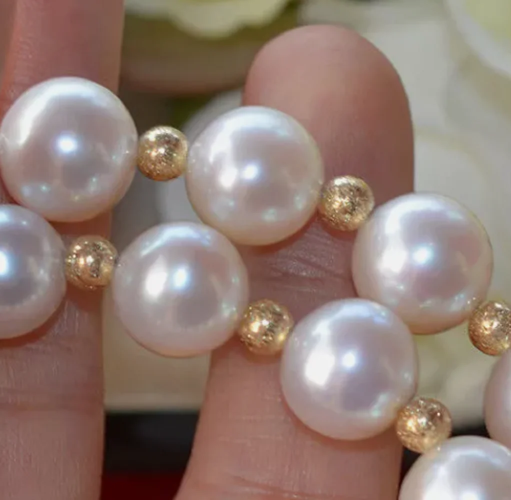 Gorgeous AAA+5-6mm True Natural South Sea White Round Pearl Necklace 925s 16/36 inches