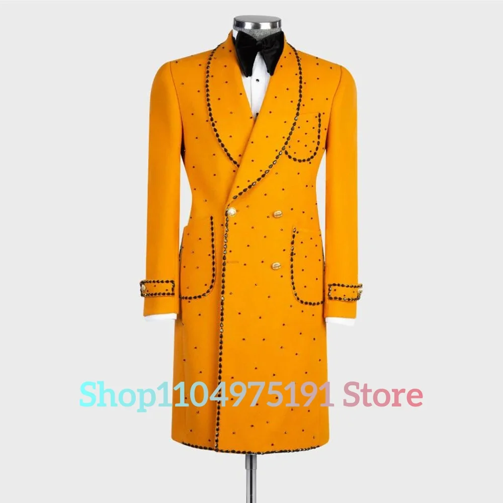 Luxury Crystal Beading Buttons 1-piece Men's Suit High Quality Celebrity Gowns Men's Stage Costume Special Occasion Gowns