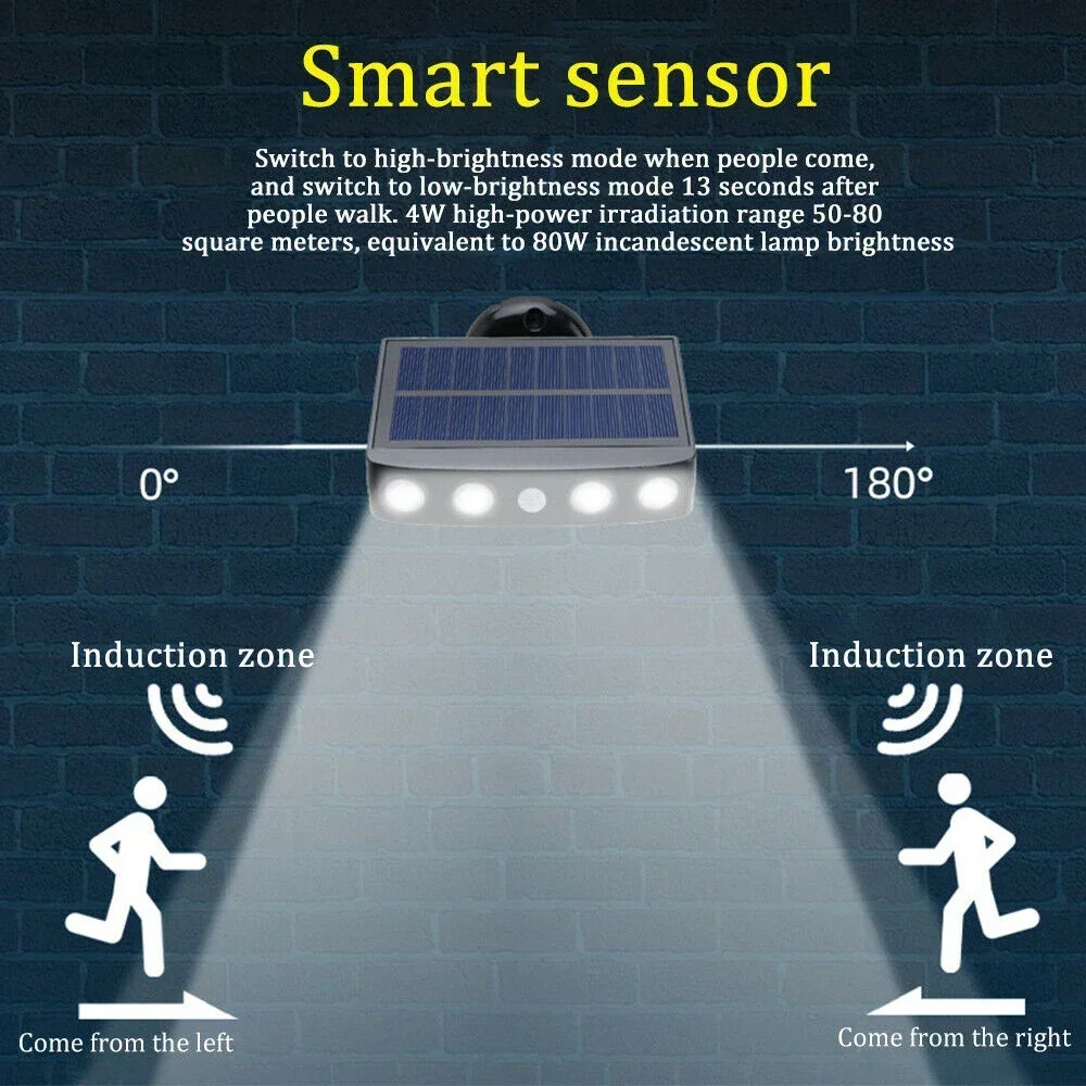 WAKYME 태양광 LED 조명, 야외 가로등, 모션 센서, 벽 램프, 방수 태양열 홍수 조명, 정원 마당용 LED