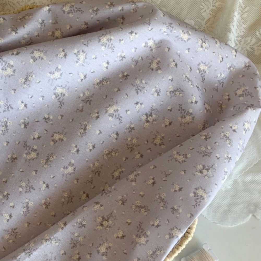 

145x50cm Cotton Fabric Purple Floral Print DIY Family Matching Outfits Pajamas Kids Clothing Sewing Cloth