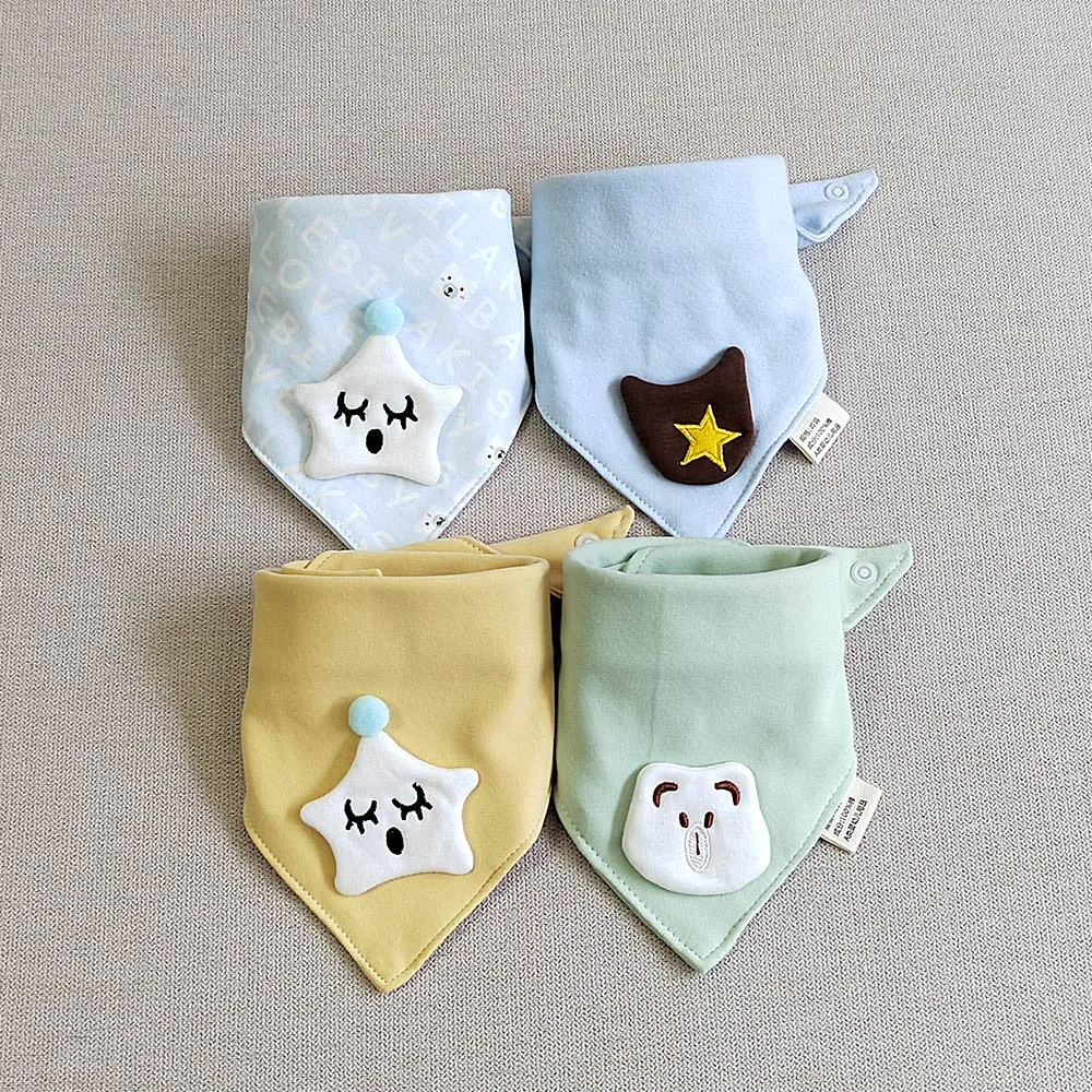 

4 Pieces/Lot Baby Feeding Bibs Cotton Triangle Special Newborn Stuff Teething Saliva Towel Burp Cloth For Boy Girl