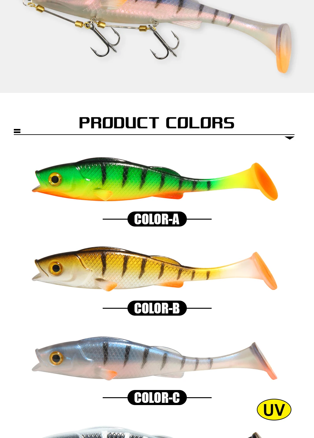 Spinpoler Soft Swimbait Shad Bait Vigour Barsch 7cm 11cm 14cm UV Angelköder Paddel Schwanz Salzwasser Meer Hecht Forelle Leurre Souple – Detail 7
