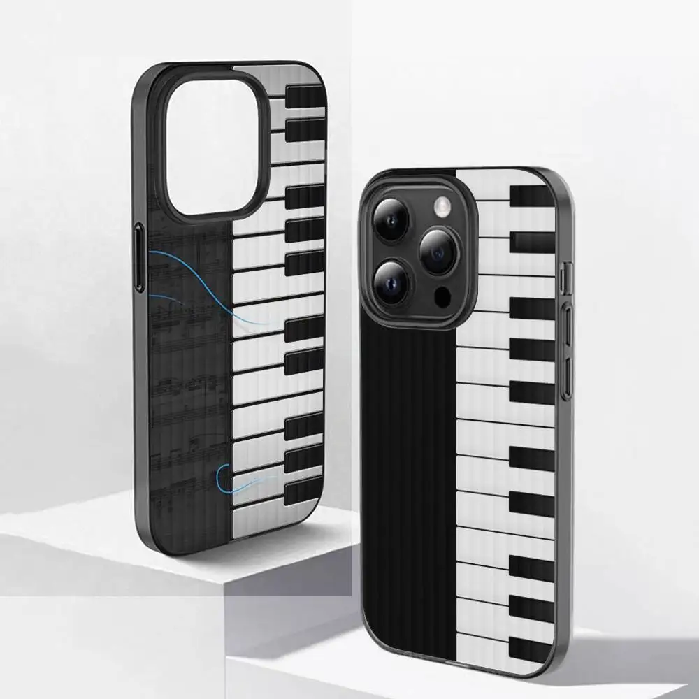 

Luxury Black White Piano Key Phone Case For IPhone 17 16 15 14 13 12 11 Corrugated Frosted Soft Cover Anti-Slip