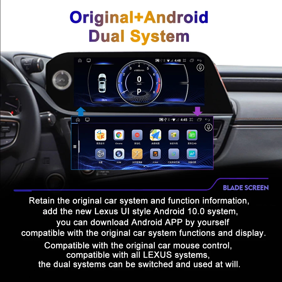 12.3inch Car Radio GPS Navigation Stereo Android 13 Screen For LEXUS ES200 ES260 ES300 ES 2021 2022 ES Multimedia Video Player