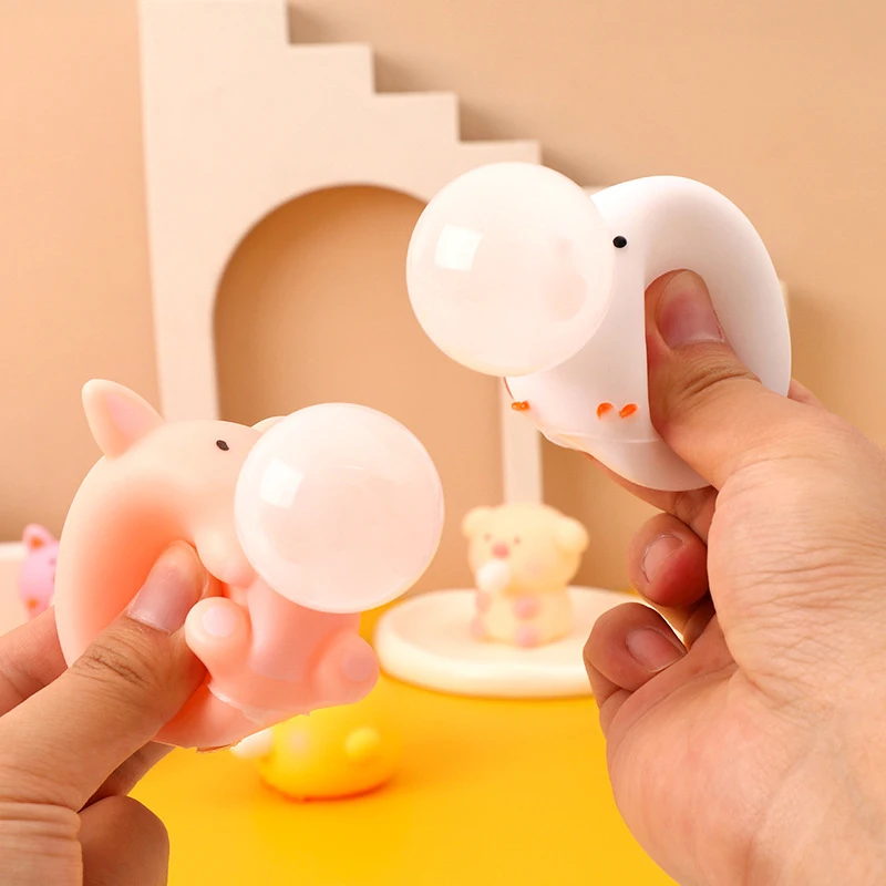 Cartoon Cute Pig Spit Bubble Funny Fidget Toys Children Fun Chick Sensory Stress Toys Stress Relief Toys Holiday Birthday Gift