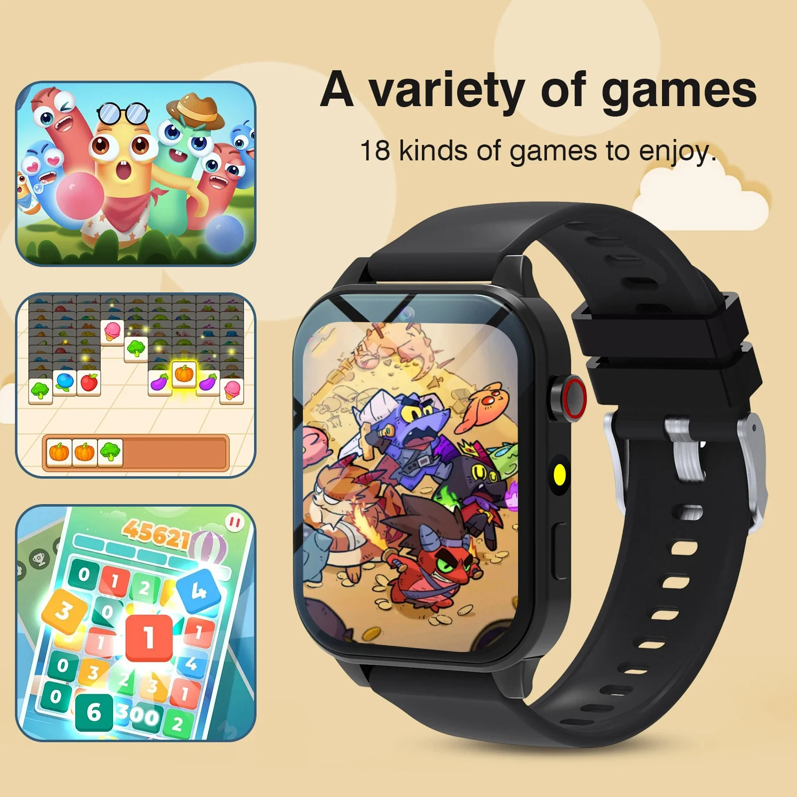ساعة ذكية للأطفال 18 لعبة كاميرا مقاومة للماء ومراقبة النوم كهدية عيد ميلاد للأولاد والبنات والأطفال
