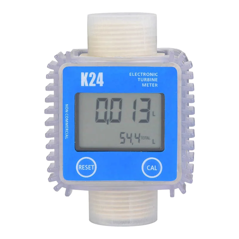 Digital K24 Turbine Oil Fuel Flow Meter Gauge LCD Fuel Flow Meter Chemicals Water Sea Liquid Flow Meters Measuring Tools