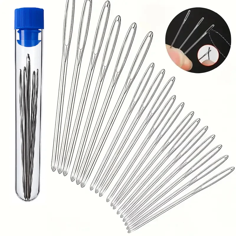 18/25Pcs Hand Sewing Needles for Home Use, Large-Eye Hand Sewing Needles for DIY Knitting, Jewelry Seed Bead Threading Needles