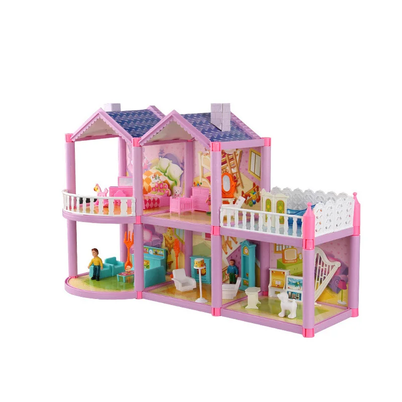 

mylb DIY Princess Dollhouse Villa Castle With Furnitures Simulation Dream Girl Toy House model building blocks for children new