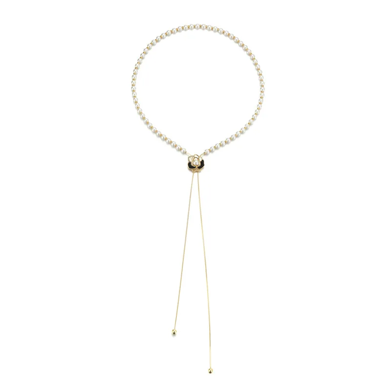 سلسلة سترة وردية متعددة الاستخدامات، قلادة، سلسلة سترة، سلسلة طويلة يمكن سحبها وتعديلها، أنيقة وعصرية