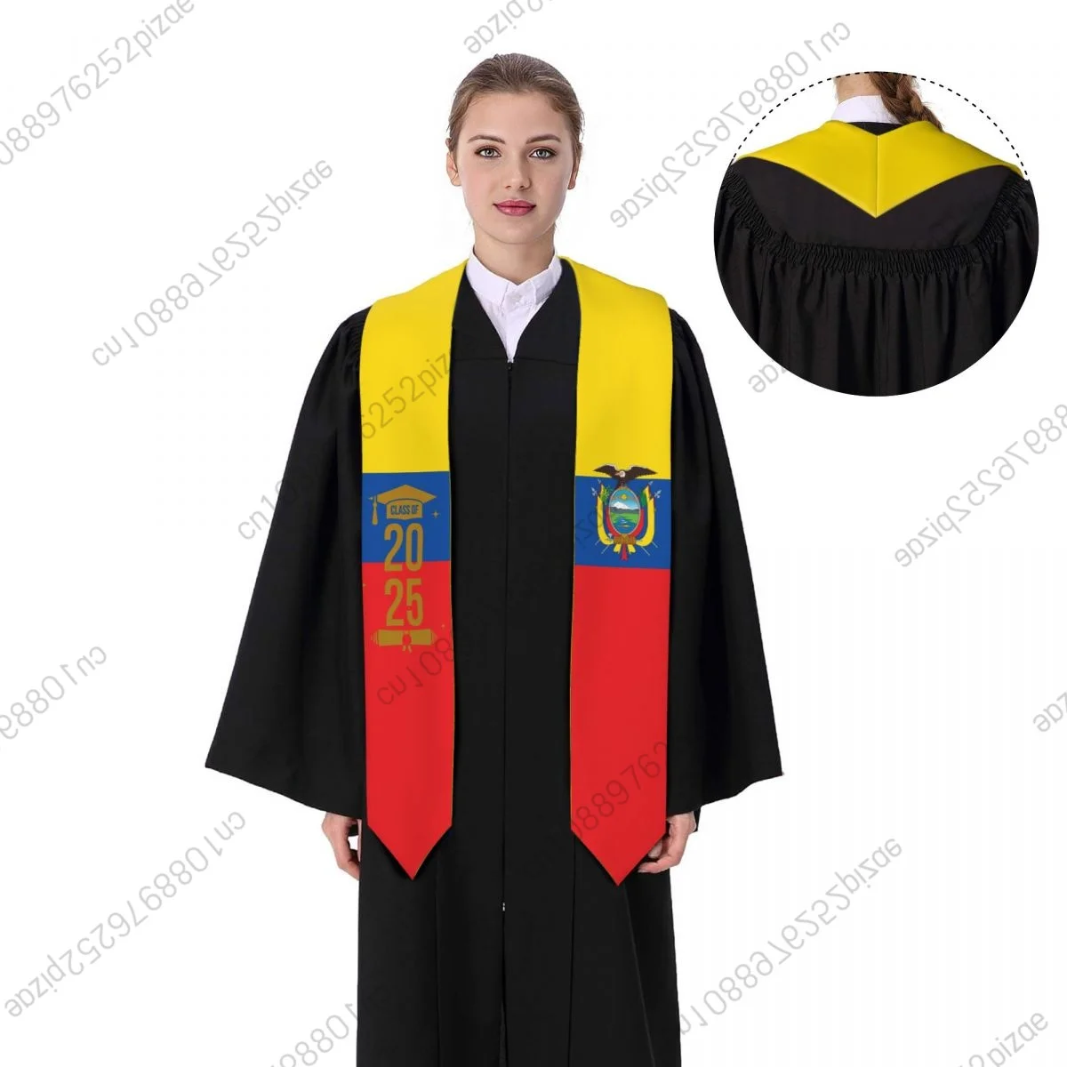 

New Ecuador Flag Class Of 2025 183*13CM Graduation Stole Sash Scarf For International Students Proud