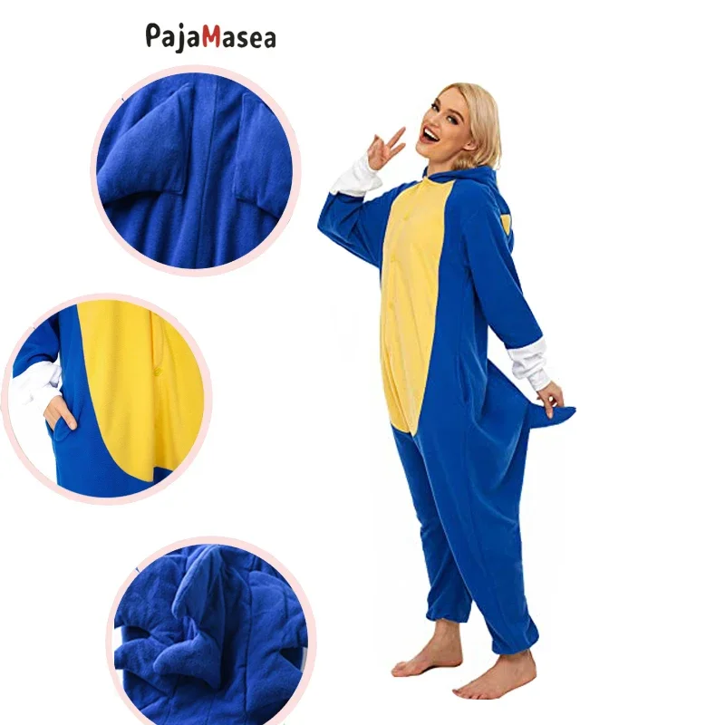 PAJAMASE Hedgehog Family Jumpsuit Women Onesie Adult Fleece Cartoon Cosplay Costumes Kids Birthday Pijama Raccoon Kigurumi