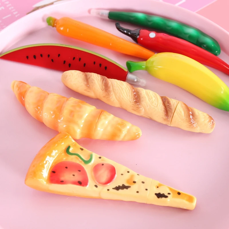 30PCS Cartoon ballpoint pen cute fruit pen vegetable bread food shape Ballpoint pens