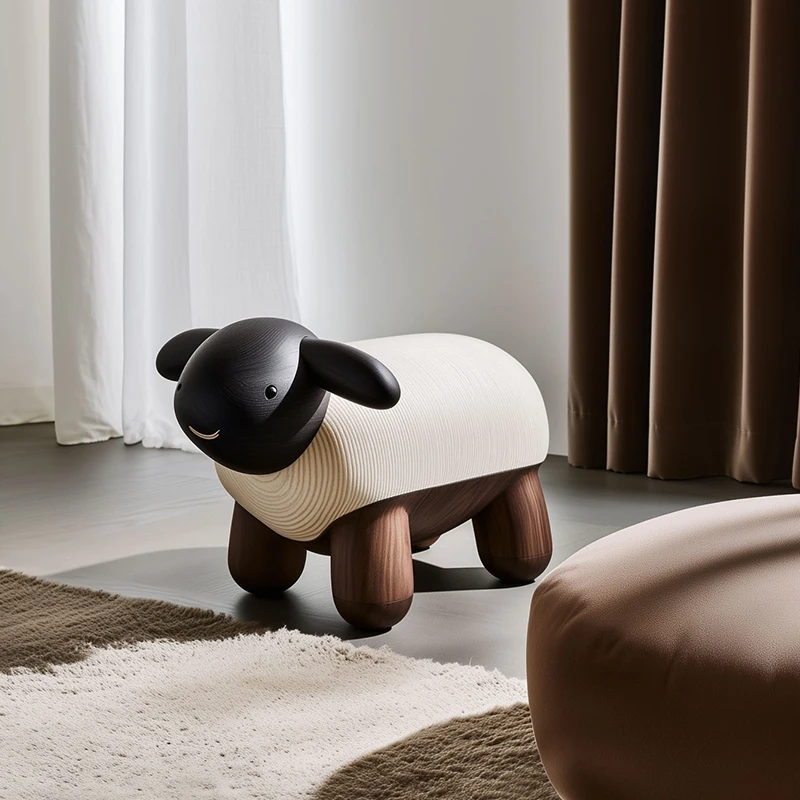 All solid wood animal stool