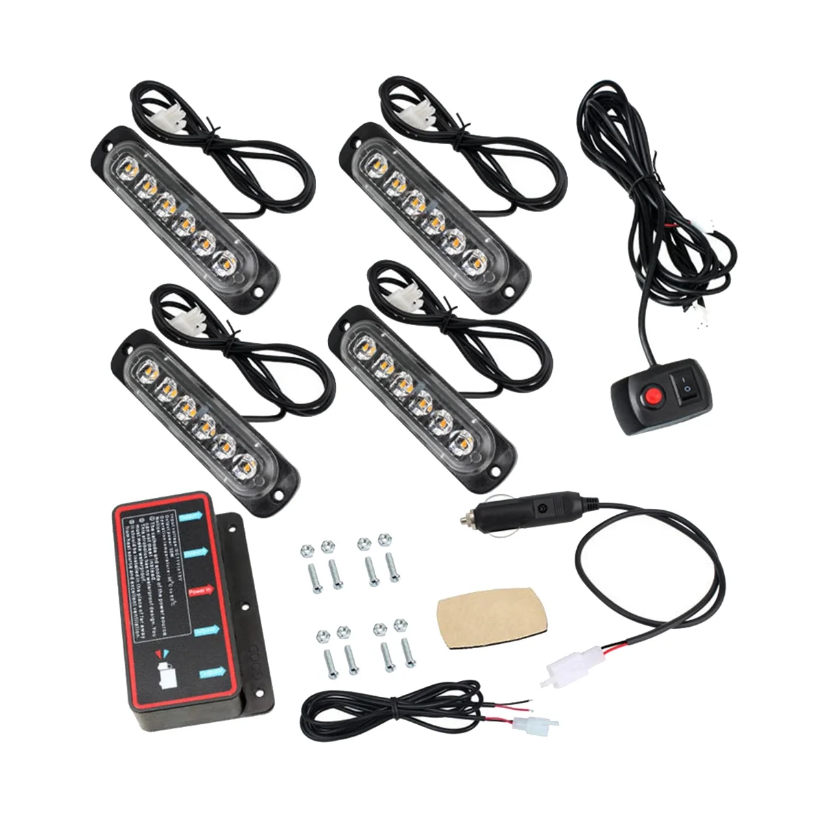 

Car Wireless Remote Control 12V One Tow Four in the Network Flashing Lights 24LED High-Power Emergency Lights B