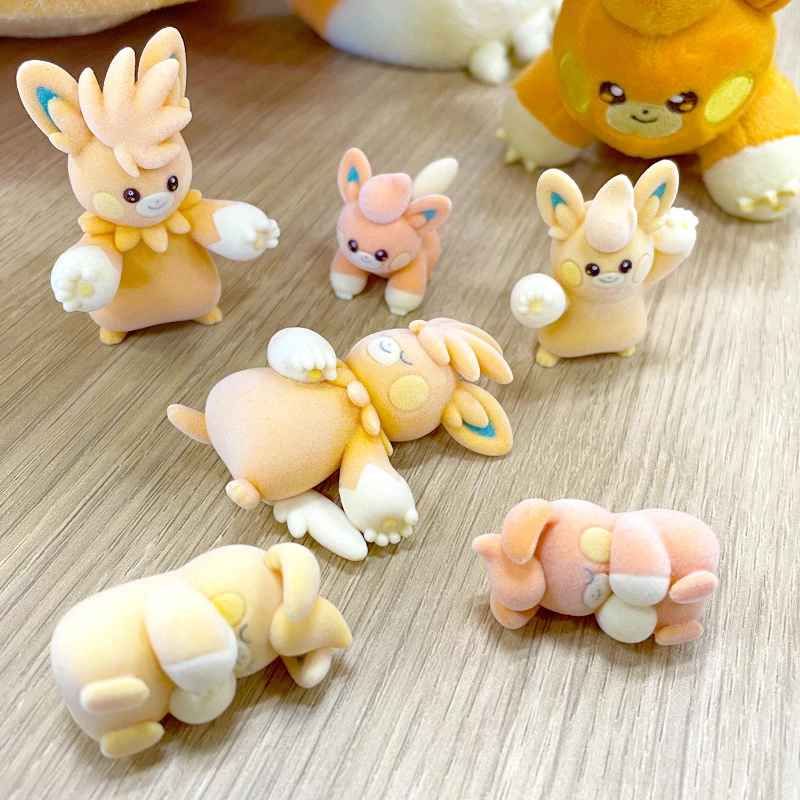 Pokemon PC Limited EditionGashapon Gacha Capsule Toy Flocking Dolls Pawmi Pawmo Pawmot Evolution Chain Modeling Ornament