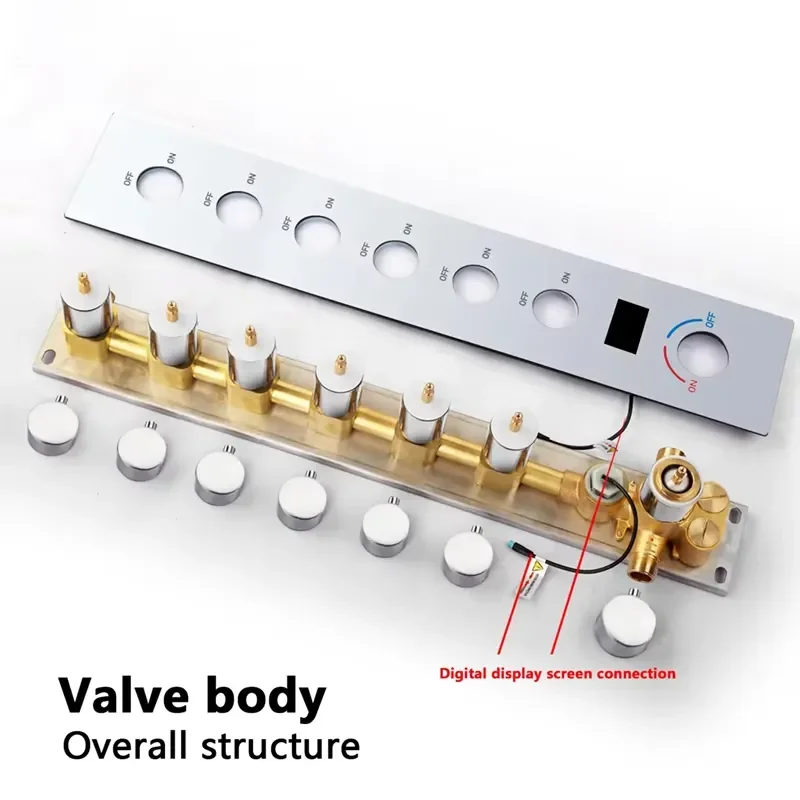Luxury Smart Ceiling Shower System LED Thermostatic Rainfall Waterfall Massage Jets Full Body Set Bathroom Fixtures Black view 3