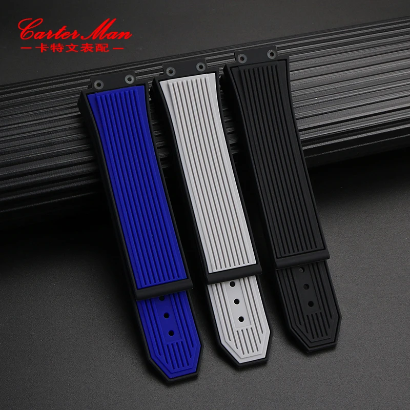 Watch Accessories 17mmx27mm for HUBLOT Series watchband Silicone Strap 22mm Folding Buckle Rubber Men's belt  wristband bracelet