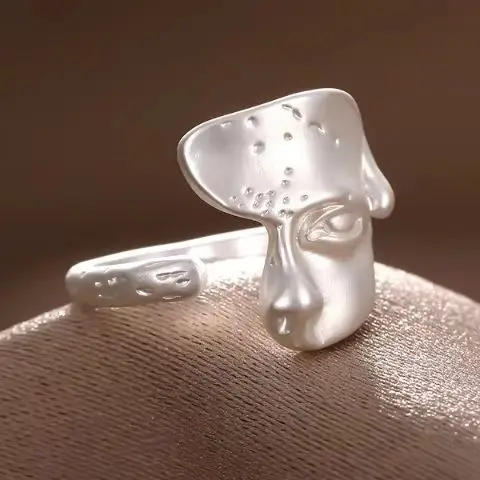 Punk Hip Hop Fashion Adjustable Rings Fashion Charm Jewelry Mask Opening Rings Finger Jewelry Texture for Party Gifts