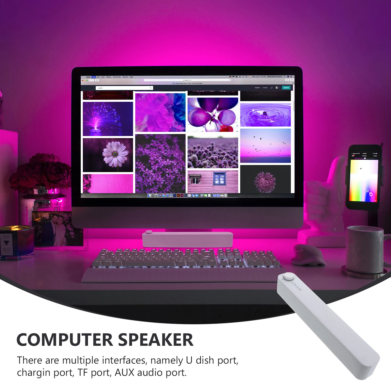 

Speaker Computer Wireless 5.0 Laptop ABS Metal Built in Mic H Call U Disk Charging AUX Gaming 4D