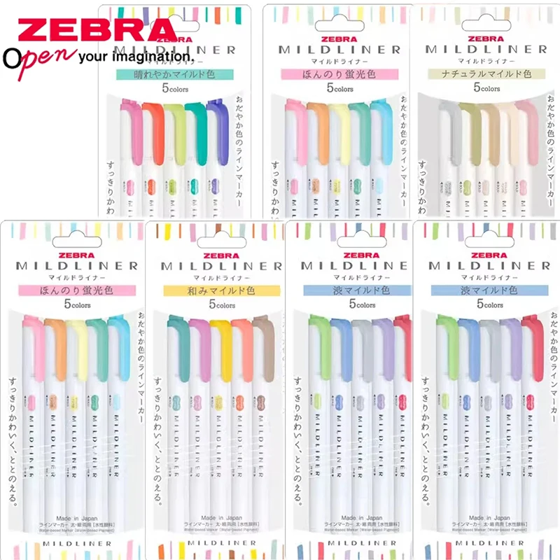 5pcs/10pcs Japan ZEBRA Highlighter Pen New Color WKT7 Double-headed Pastel Colored Markers Fluorescent kawaii Art Supplies