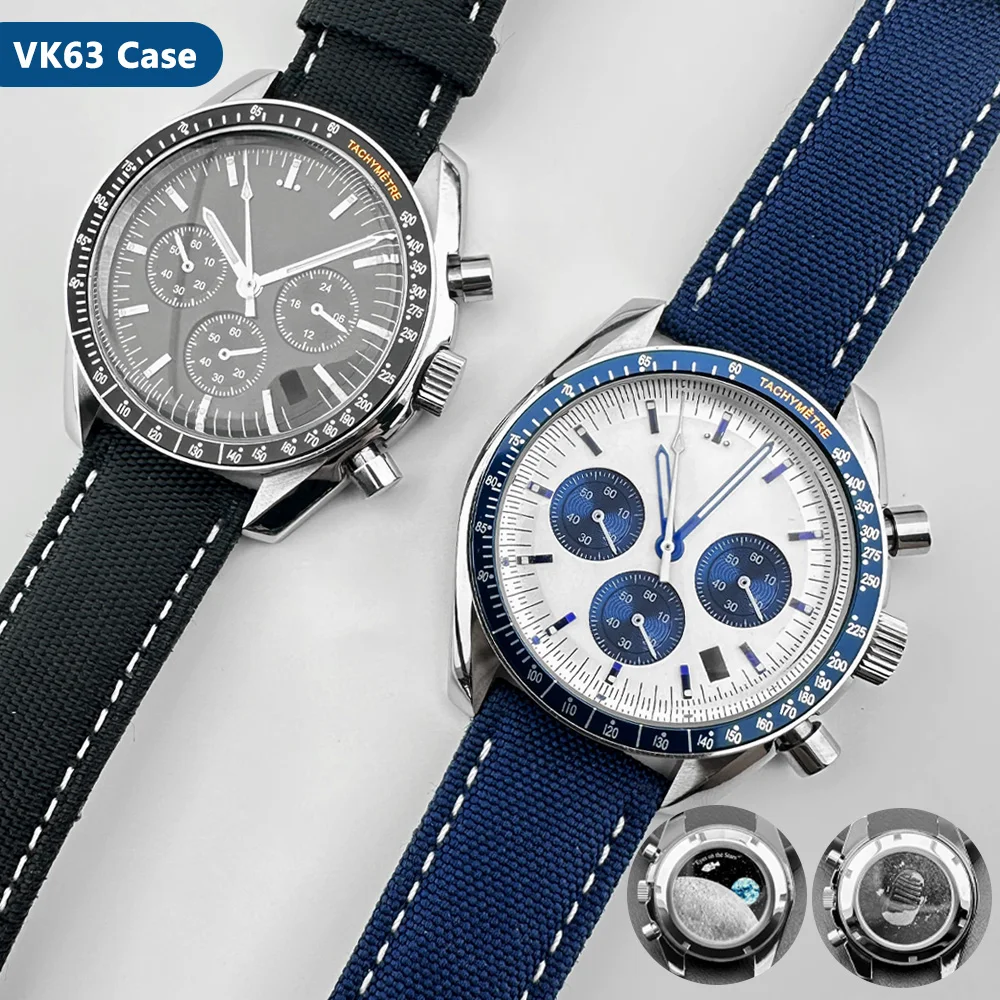 VK63 Case 40MM Case Men's Watch Accessories Quartz Movement Time Electronic Watch Customized VK63 Panda Dial Pointer Watch Parts