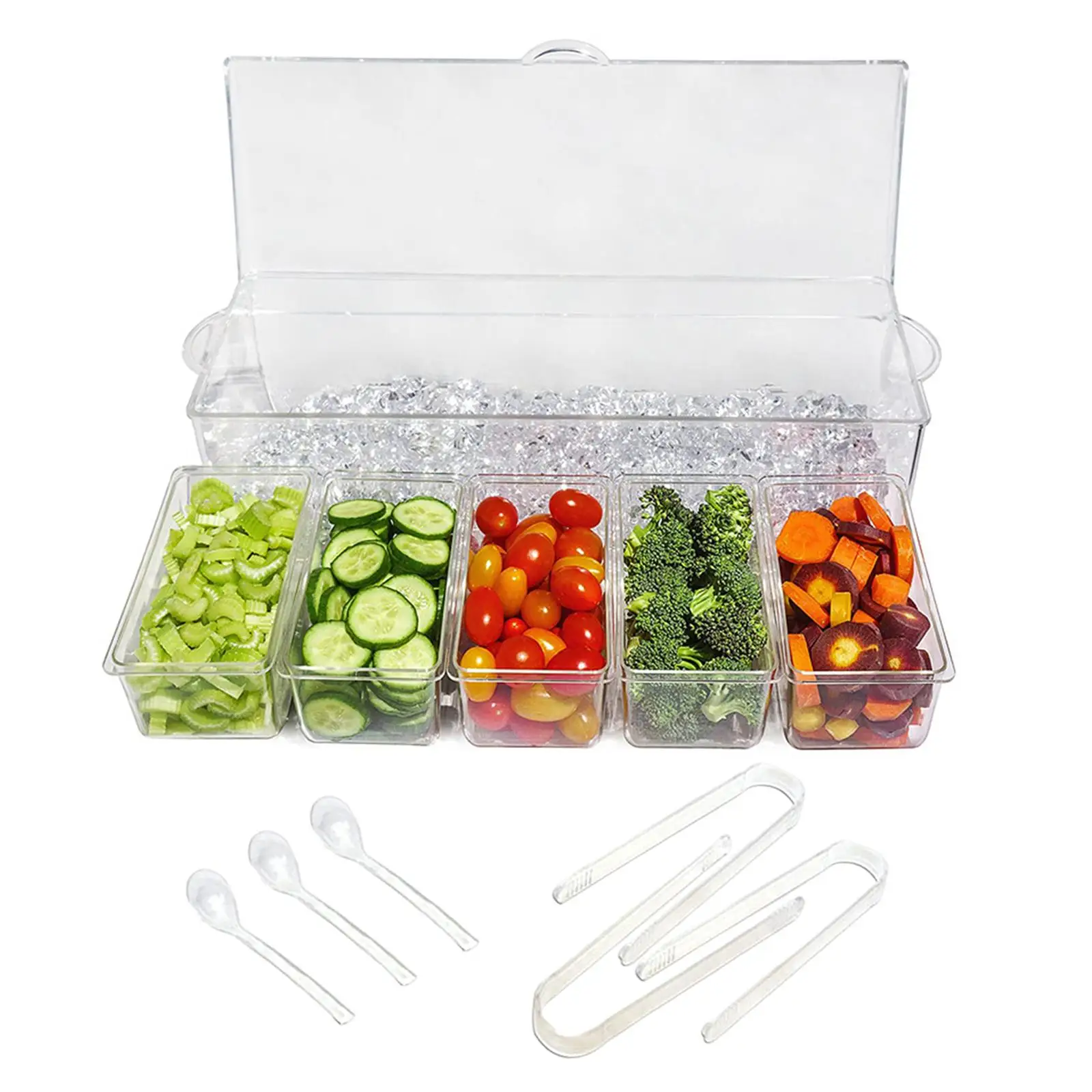 Cold Food Buffet Server Ice Serving Serving Dishes Chilled Condiment Server for Cheeses
