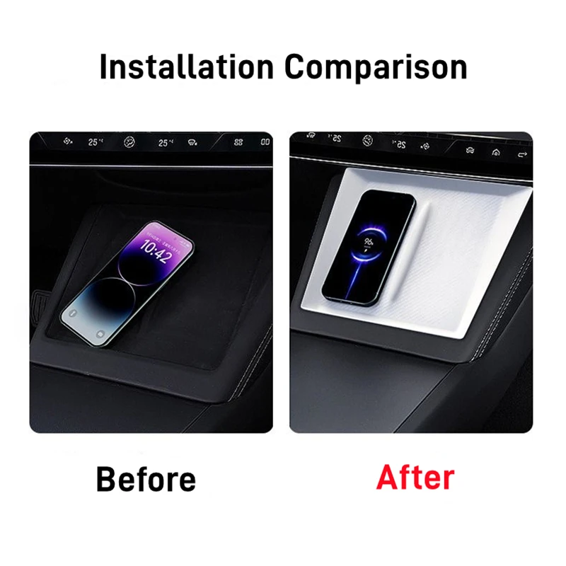 ل تسلا نموذج 3 هايلاند 2024-up سيليكون لوحة شحن لاسلكية سجادة ضد الإنزلاق الغبار واقية شاحن غطاء وقائي اكسسوارات السيارات