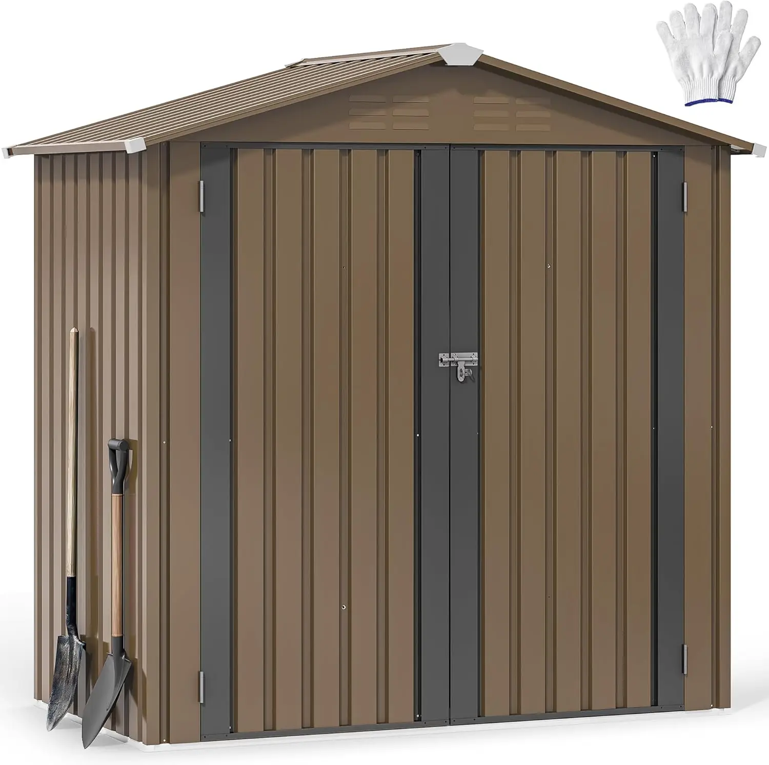 6x4ft Metal Outdoor Storage Shed, Waterproof Tool Shed Heavy-Duty Storage Unit with Lockable Door and Vents, Ideal for Bicycles