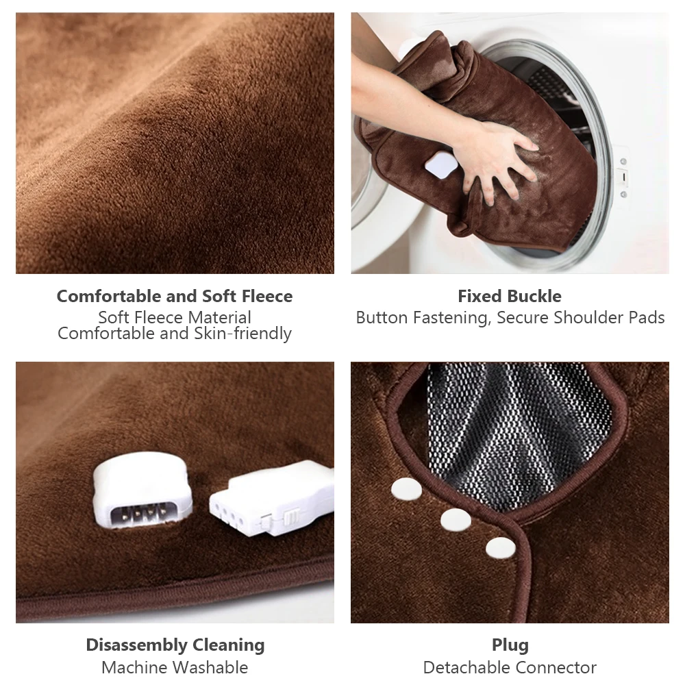 แผ่นทำความร้อนไฟฟ้าแผ่นให้ความร้อนคอแบบนุ่มอัตโนมัติไฟฟ้ากระเป๋าสะพายไหล่ปิดแก้ปวดหลังอุ่น220V 120W ปลั๊ก EU สำหรับฤดูหนาว