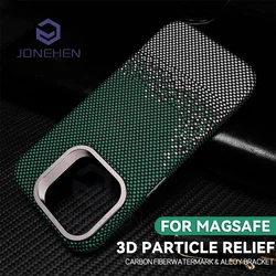 For Magsafe Magnetic Wireless Charge Relief Carbon Fiber Pattern Case For iPhone 13 14 15 Plus 16 Pro Max Stand Alloy Len Cover