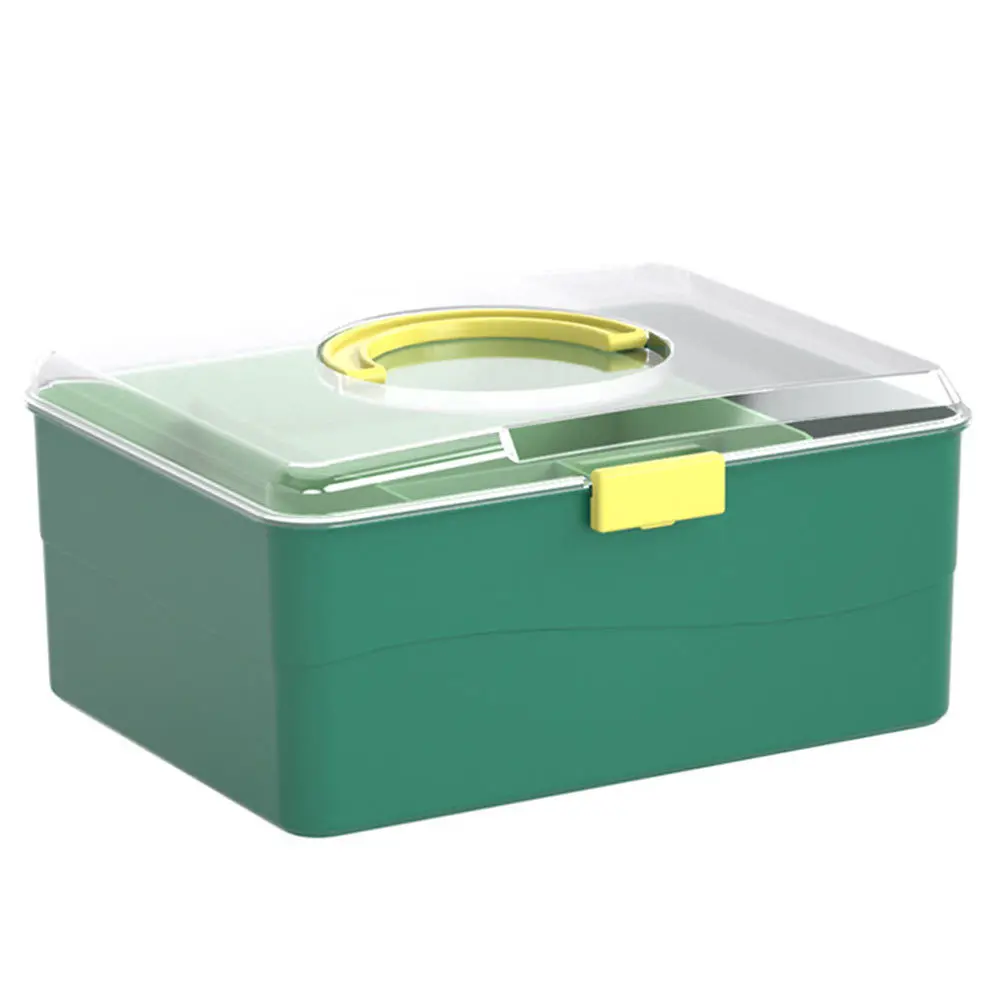 1 قطعة صندوق دواء محمول عالي التحمل من البلاستيك حقيبة للتخزين في حالات الطوارئ مقبض مريح مشبك آمن للسفر المنزلي الإسعافات الأولية