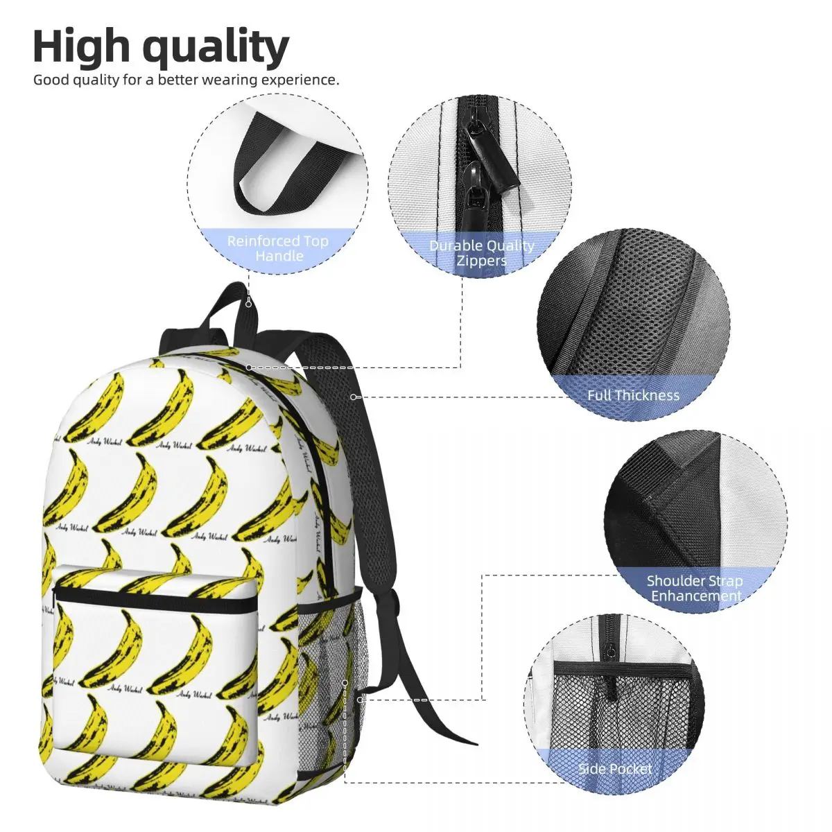 Andy Warhol Sunset Cat Cattle Banana Backpack Student BookBag Children School Bag Computer Shoulder Bags for Men Women