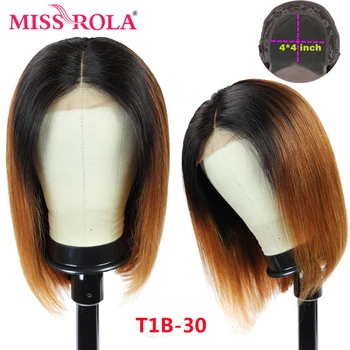 Miss Rola 4*4 chiusura in pizzo parrucche per capelli umani capelli Remy brasiliani parrucca corta diritta 1 b30 1 b99j 1 b27 99J parrucche in pizzo 180% densità