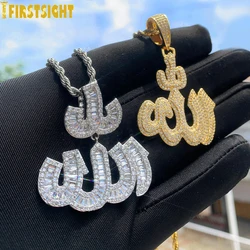 New Iced Out Muslims Allah Pendant Necklace Gold Silver Color Pave Zircon 5A CZ Allah Letter Charm Women Men Hip Hop Jewelry