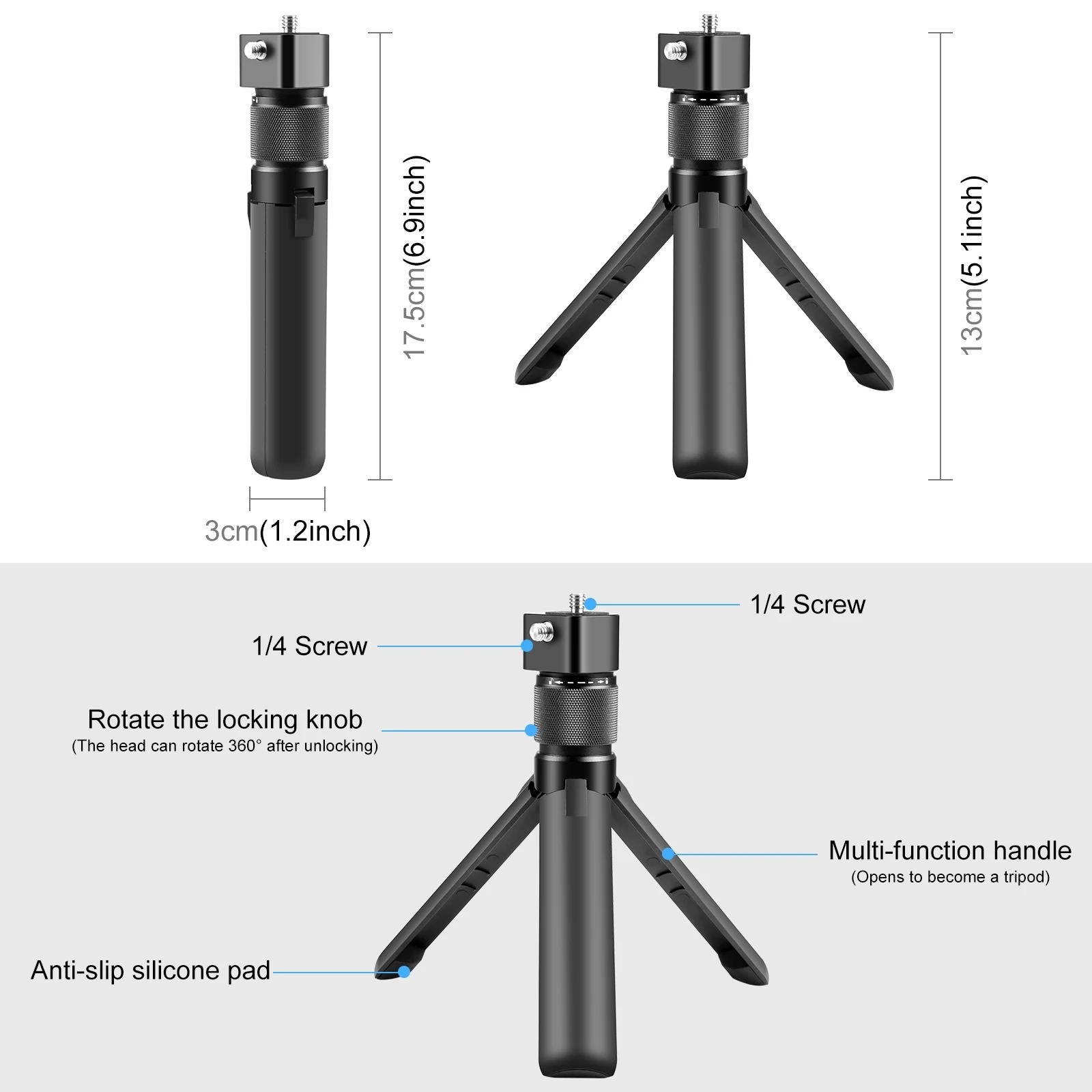 PULUZ for Insta360 X3 / X4 Rotary Handle Desktop Tripod Stand