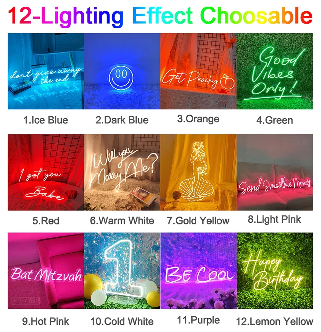 Imagem -05 - Led Neon Light Sign para Birthday Party Decor oh Baby Casamento Casa Quarto Decoração de Parede Suspensa Presentes