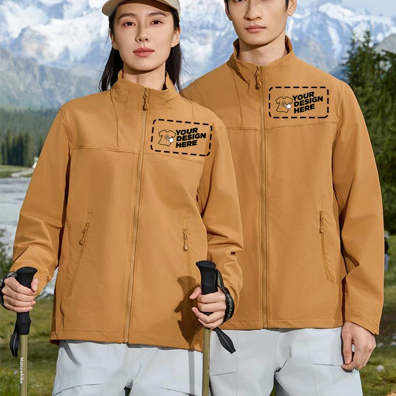 Graphene Heating Jacket with Detachable Hood, Thermal Fleece Lined Windproof Raincoat for Hiking Skiing, Free Logo Printing