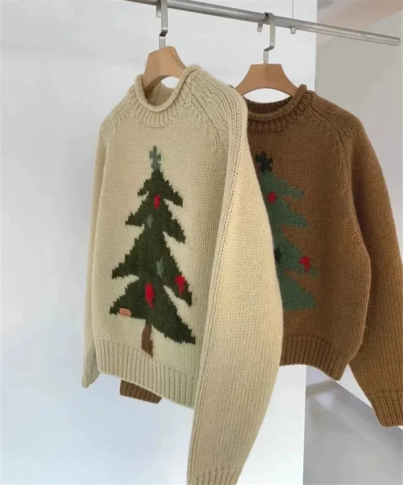 

Knitwear Pullovers for Women Thicked Jacquard Pull Femme O-neck Casual Knit Sweater Tops Korean Chic Jumper