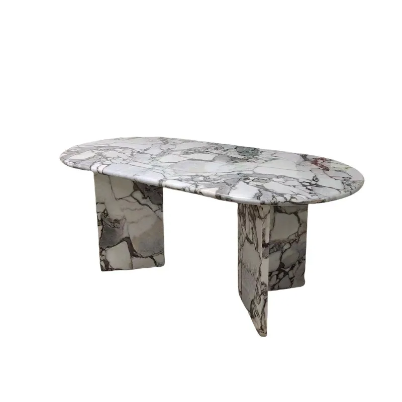 

High-end home restaurant Oval rectangular marble dining table Large board dining table