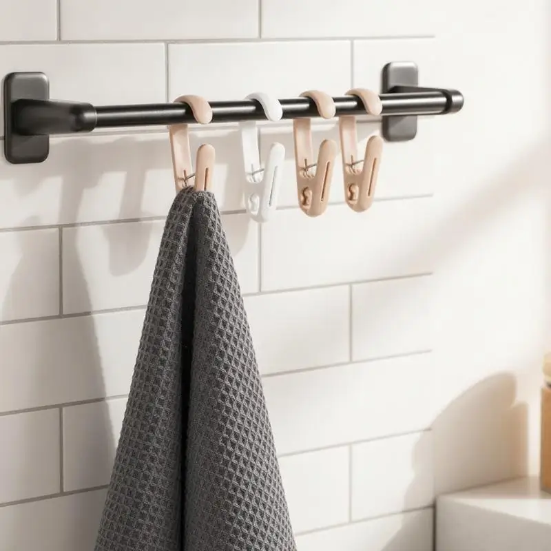 10pcs Multi-Purpose Hanging Clips Hooks Portable Plastic Clamps For Home Kitchen Bathroom Towel Curtain Storage Supplies