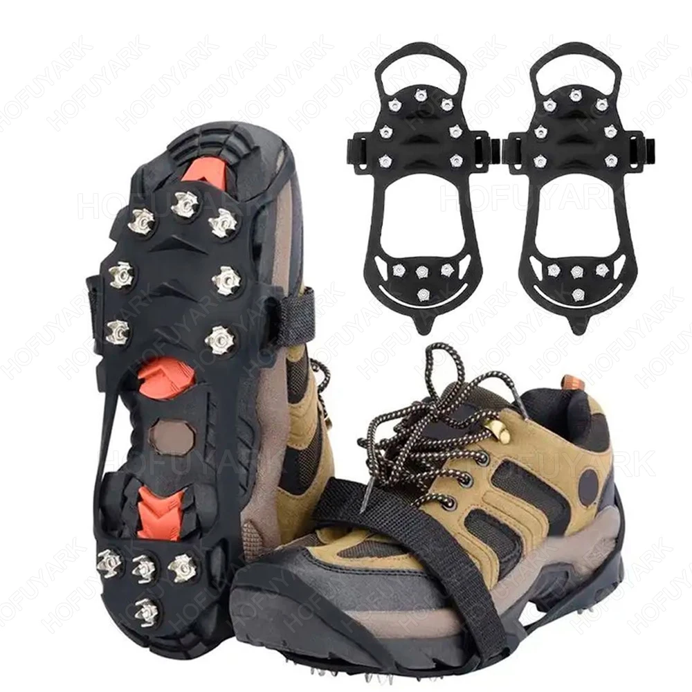 11-Teeth Shoe Spikes for Snow and Ice Grips Anti-Slip Covers for Shoes and Boots Winter Outdoor Non-slip Crampons for Hiking