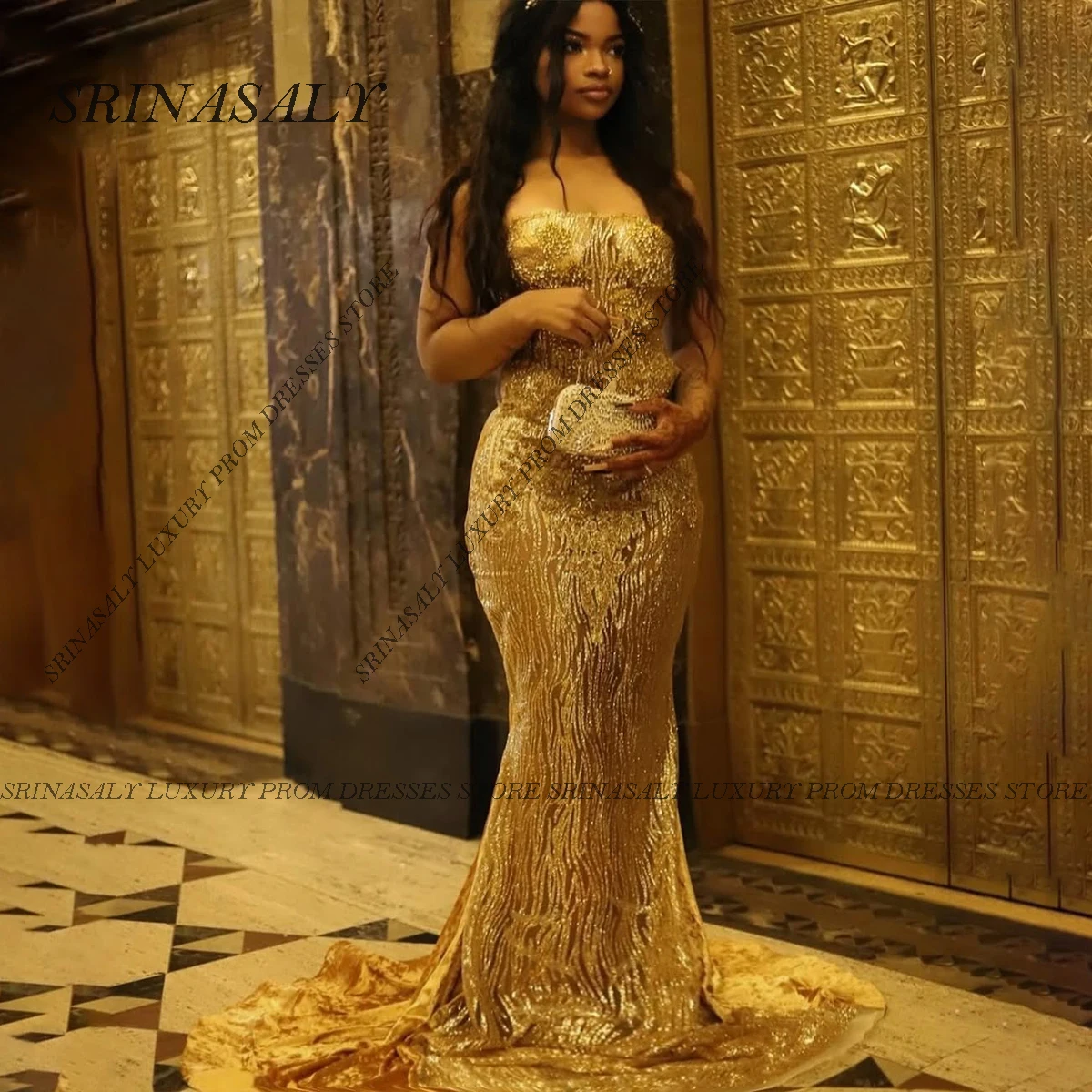 فساتين سهرة فاخرة بحورية البحر من الدانتيل مخصصة لعام 2025 رداء عيد ميلاد مطرز بالترتر بدون أكمام لؤلؤ رسمي مثير فيستدوس دي غالا