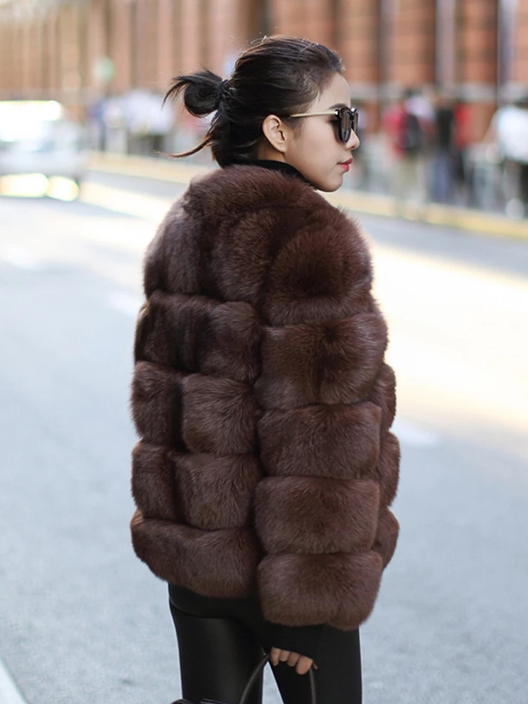 Chaquetas de piel sintética de alta calidad para mujer, abrigo corto de piel de zorro, Chaqueta esponjosa de lujo, gruesa y cálida, Chaqueta peluda,