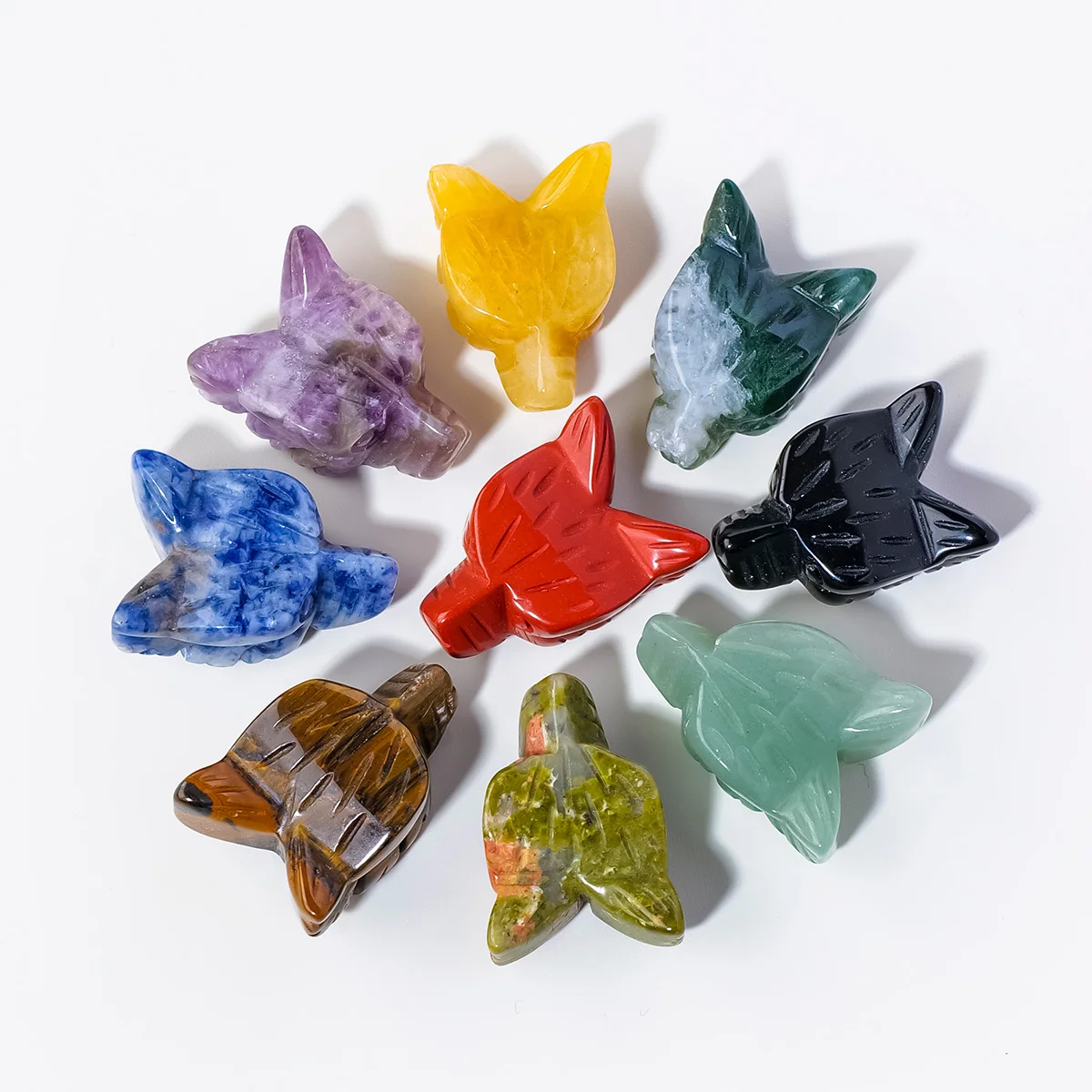 1PC Natural Crystal Carved Fox Figurine, Healing Quartz Home Desk Ornament, DIY Jewelry Making Accessory, Festival Gift